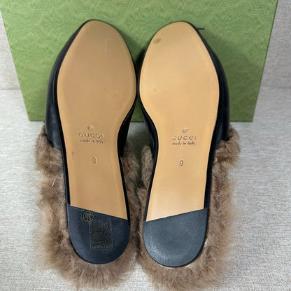 Gucci Black Lambskin Flat Mules for Men 0079