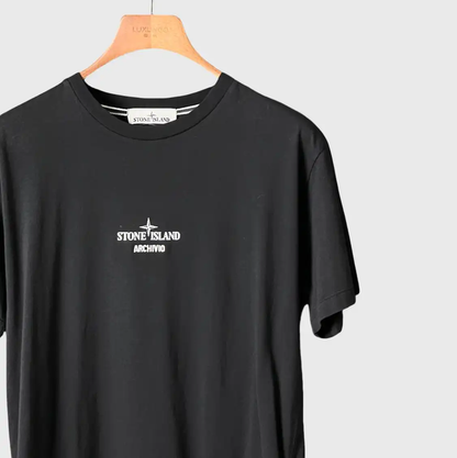 Stone Island Black Logo Short Sleeve T-Shirt 0089