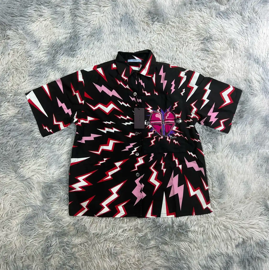 Prada Black Lightning Short Sleeve Shirt