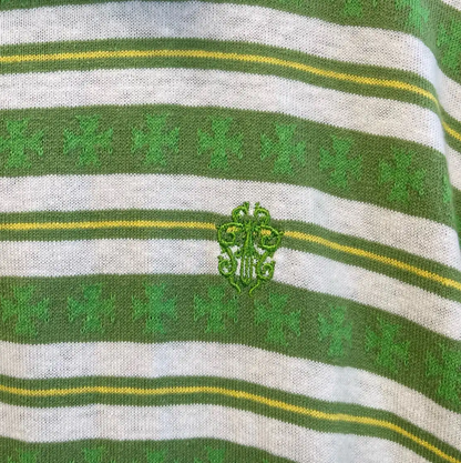 Chrome Hearts Green Striped Polo Shirt for Men 0089