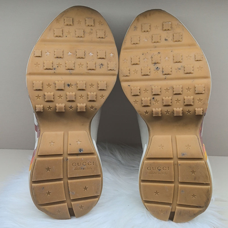 Gucci Rhyton Low-top Sneakers in White and Orange 0079