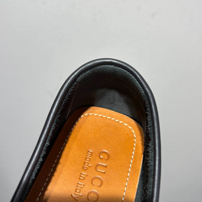 Gucci Black Leather Interlocking Loafers for Men 0079