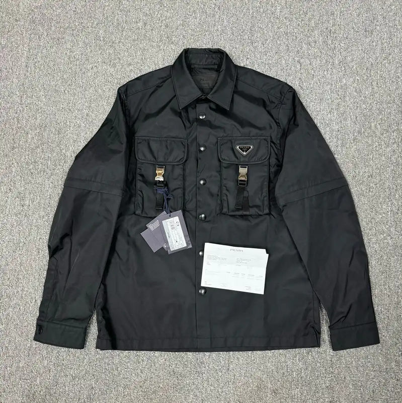 Prada Men's Black Nylon Jacket with Pockets