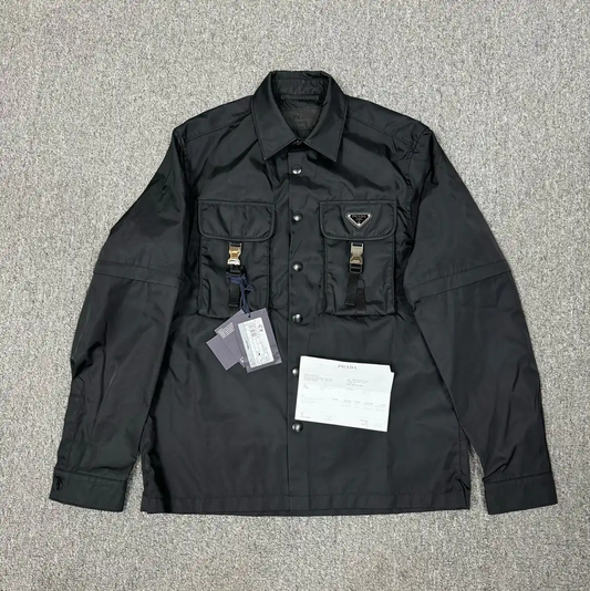 Prada Men's Black Nylon Jacket with Pockets