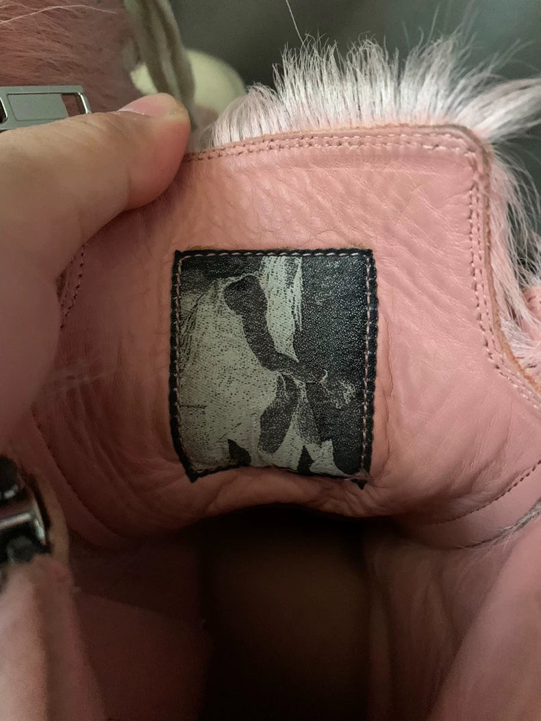 Rick Owens Pink Horsehair High-Top Sneakers-yf