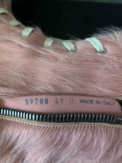 Rick Owens Pink Horsehair High-Top Sneakers-yf