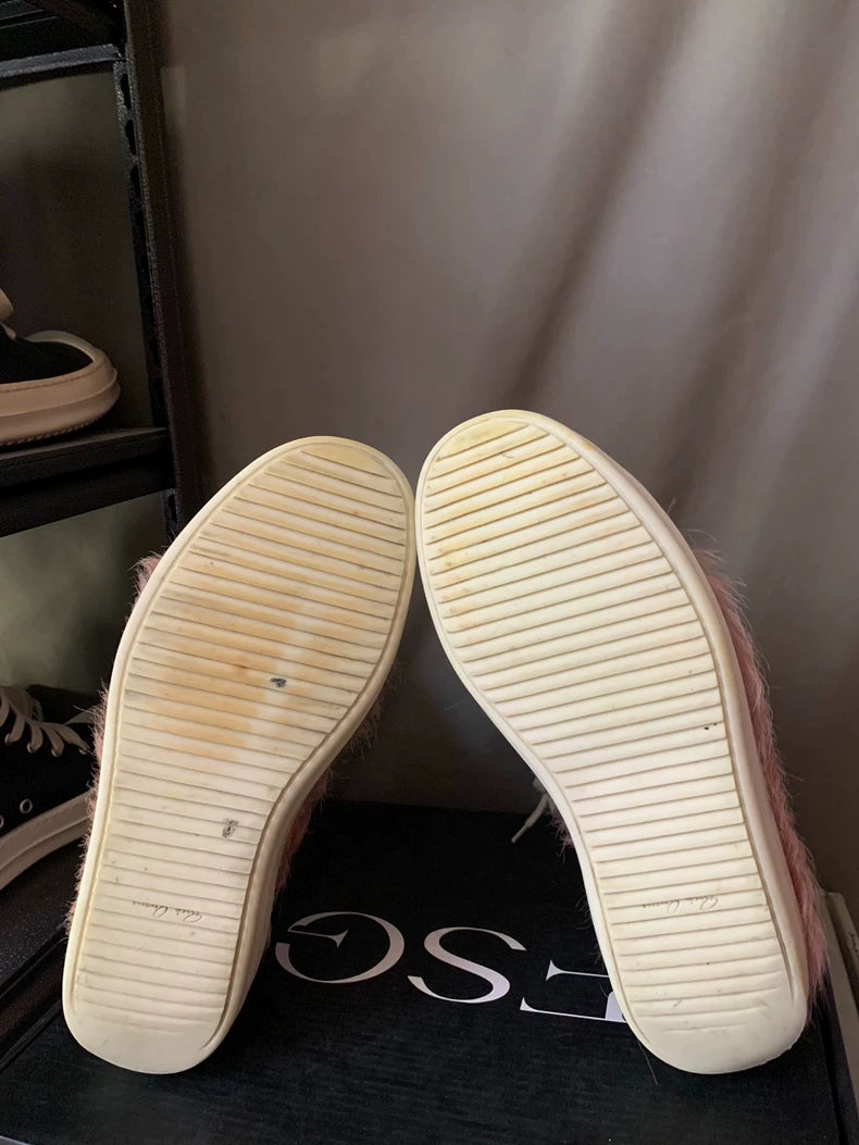 Rick Owens Pink Horsehair High-Top Sneakers-yf