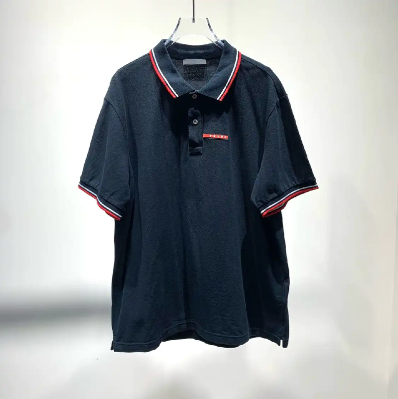 Prada Black Cotton Polo Shirt for Men