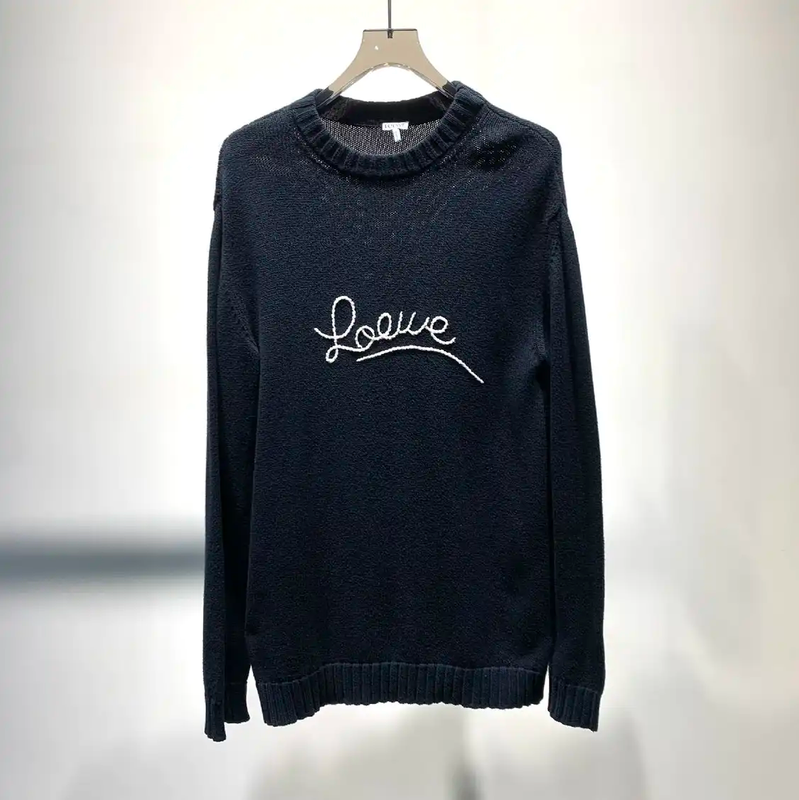 Loewe Black Cotton Knit Sweater for Men 0089