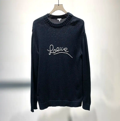 Loewe Black Cotton Knit Sweater for Men 0089