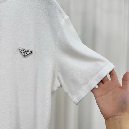 Prada Men's White Logo Short Sleeve T-Shirt