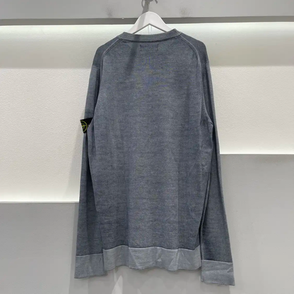 Stone Island Men's Gray Long Sleeve Knit Sweater 0089