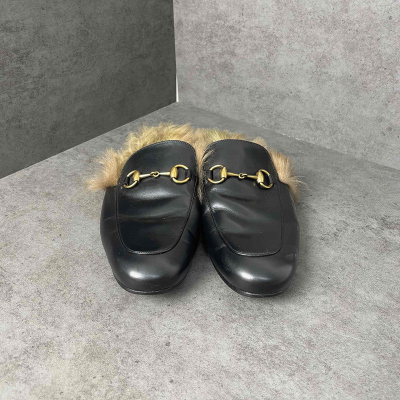 Gucci Black Lamb Wool Slip-On Loafers for Men 0079