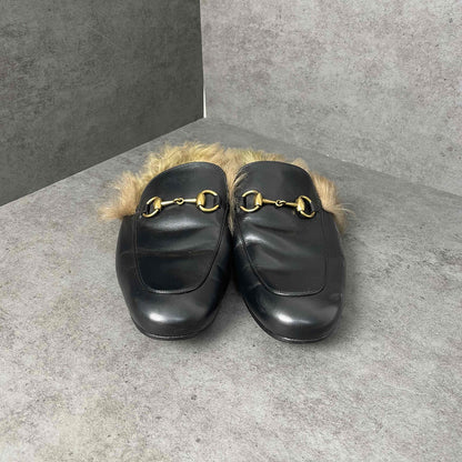 Gucci Black Lamb Wool Slip-On Loafers for Men 0079