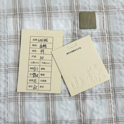 Loewe Men's White Checkered Long Sleeve Shirt 0089