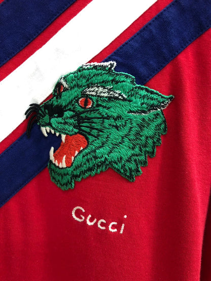 Gucci Tiger Embroidered Long Sleeve Polo