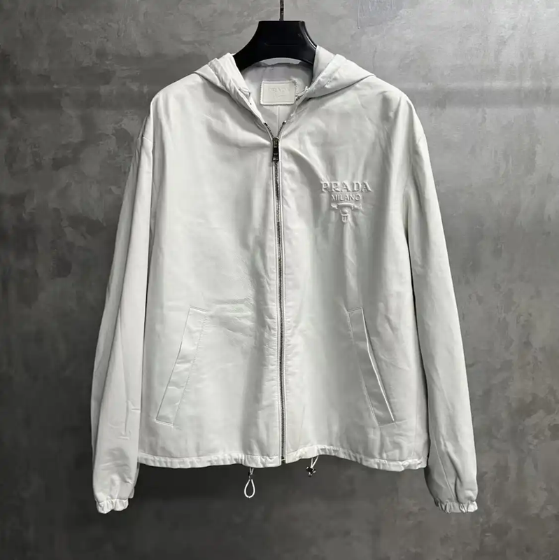 Prada White Cotton Men's Jacket L Size