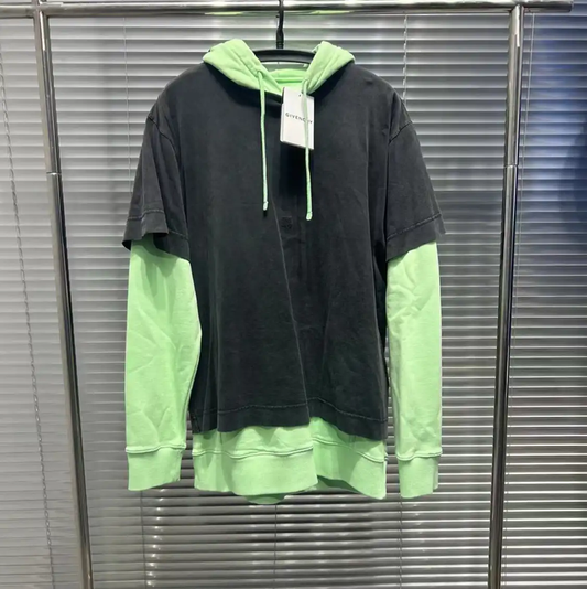 Givenchy Color-Blocked Cotton Embroidered Hoodie 0089