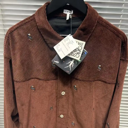 Loewe Brown Embroidered Long Sleeve Shirt 0089