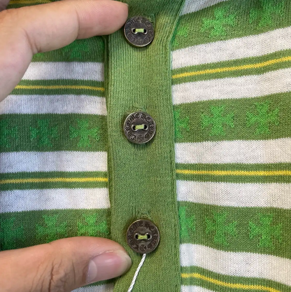 Chrome Hearts Green Striped Polo Shirt for Men 0089