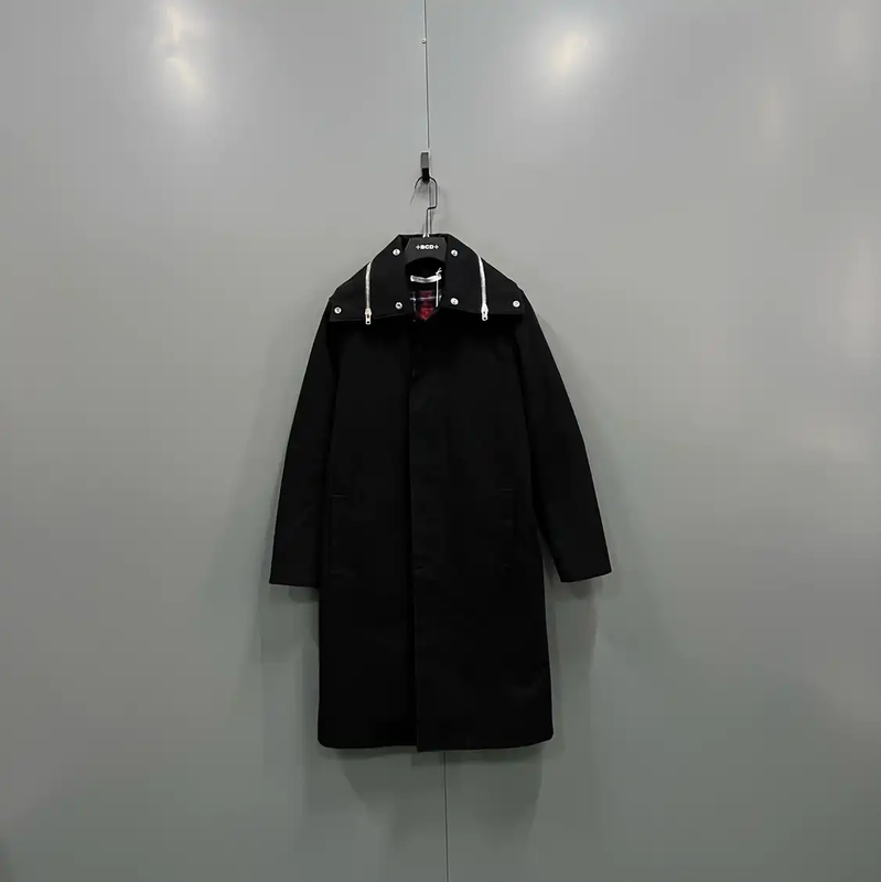 Givenchy Black Cotton Long Coat for Men 0089