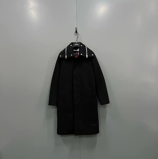 Givenchy Black Cotton Long Coat for Men 0089