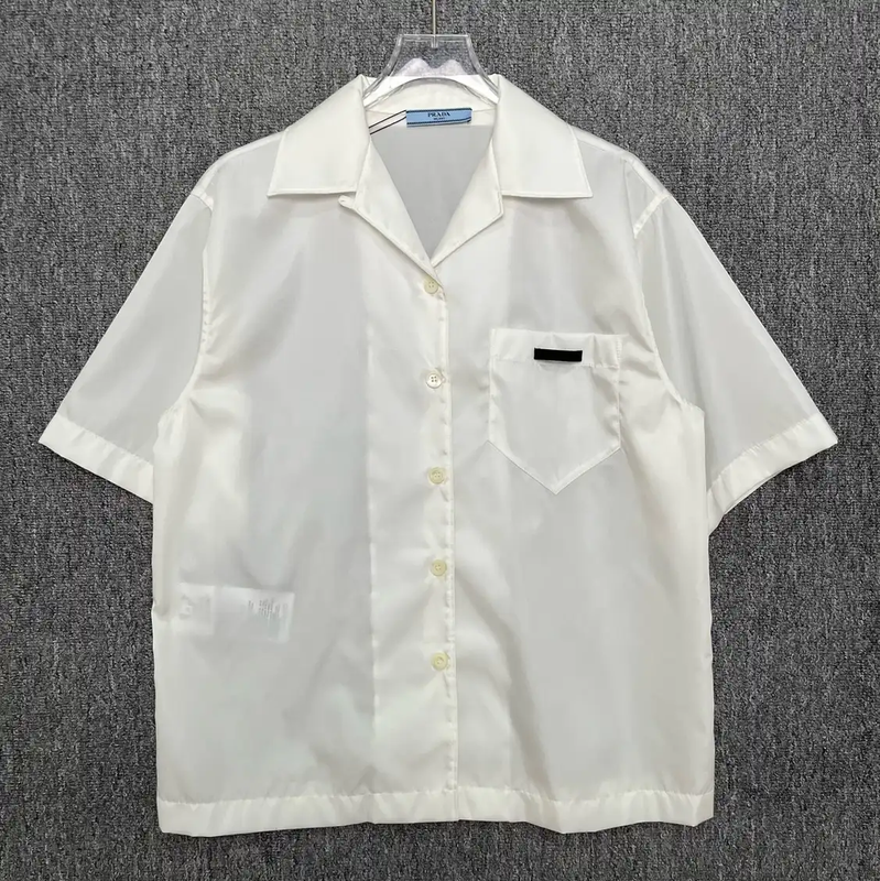 Prada Short Sleeve White Polyester Men's Shirt