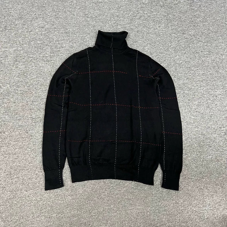 Dior High Neck Knit Sweater Red Stitching