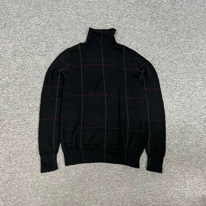 Dior High Neck Knit Sweater Red Stitching