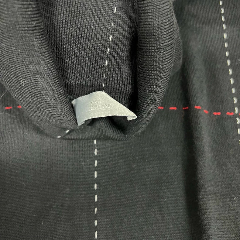 Dior High Neck Knit Sweater Red Stitching
