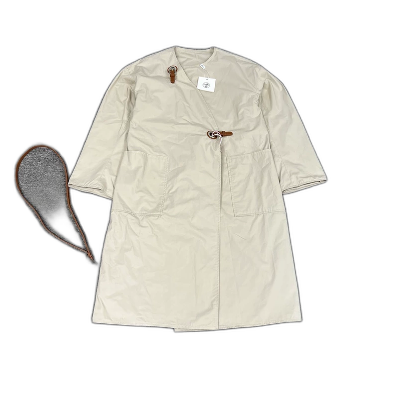 Hermes Beige Collared Outerwear Coat