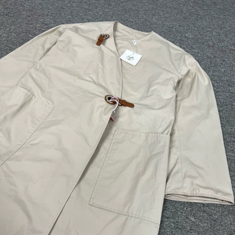 Hermes Beige Collared Outerwear Coat