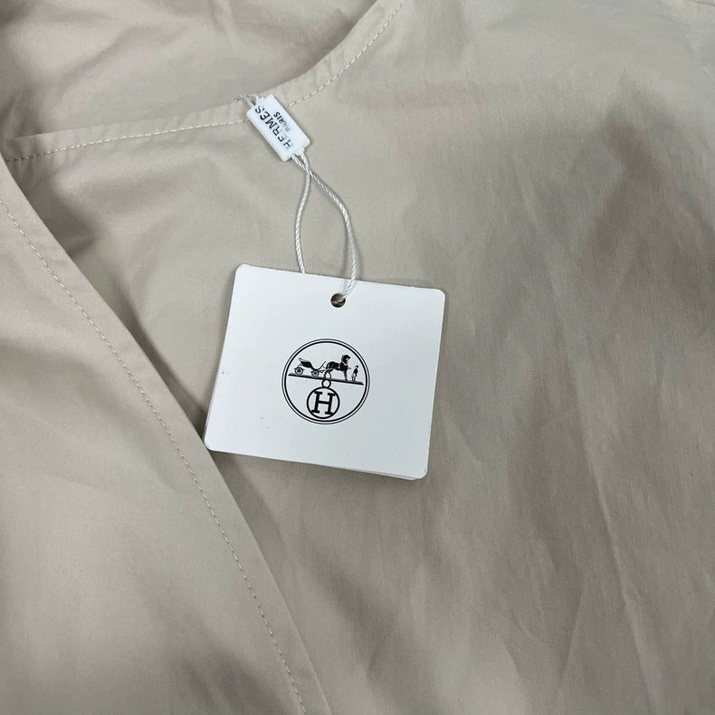 Hermes Beige Collared Outerwear Coat