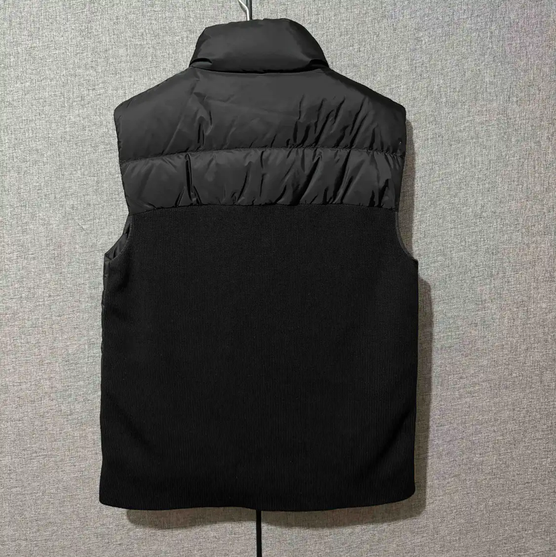 Prada Black Wool Logo Embroidered Down Vest