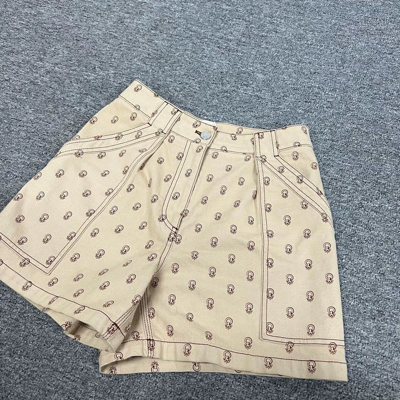 Hermes Logo Print Casual Shorts