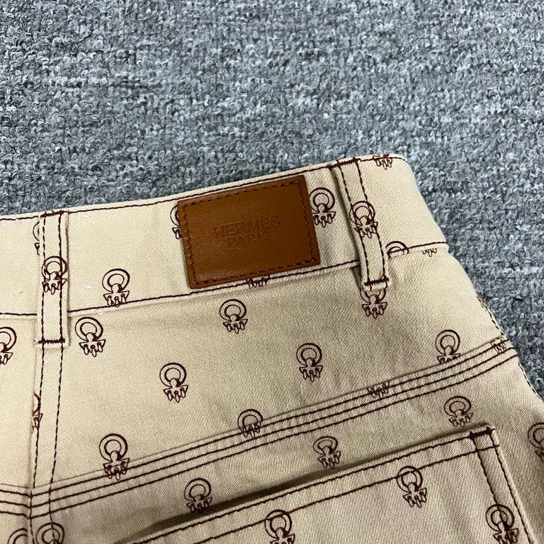 Hermes Logo Print Casual Shorts