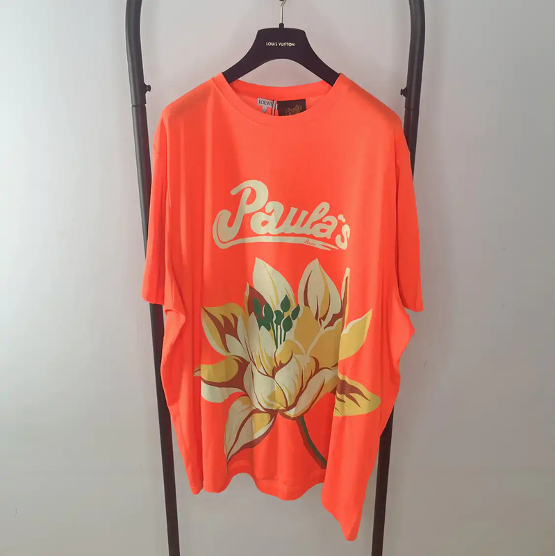 Loewe Orange Cotton T-Shirt with Floral Design 0089