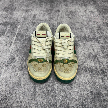 Gucci Screener Sneakers in Green and Beige 0079