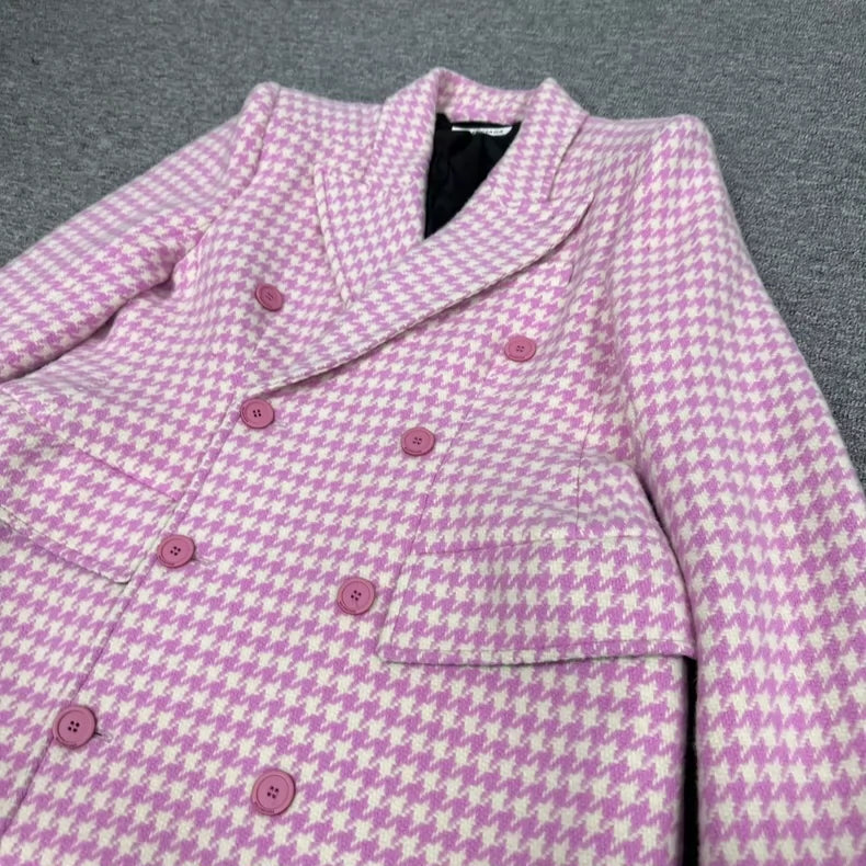 Balenciaga Houndstooth Long Blazer Coat
