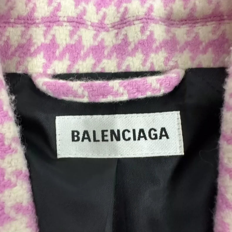 Balenciaga Houndstooth Long Blazer Coat
