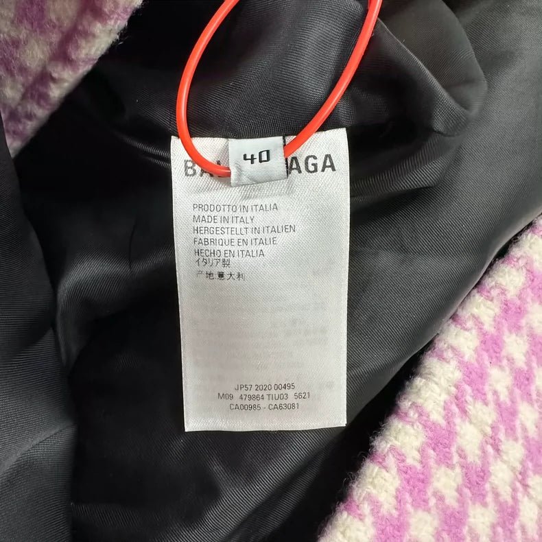 Balenciaga Houndstooth Long Blazer Coat