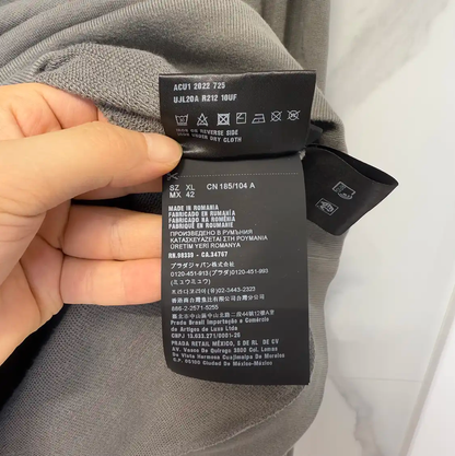 Prada Gray Logo Men's Long Sleeve Hoodie