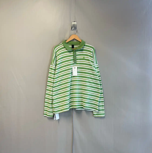 Chrome Hearts Green Striped Polo Shirt for Men 0089
