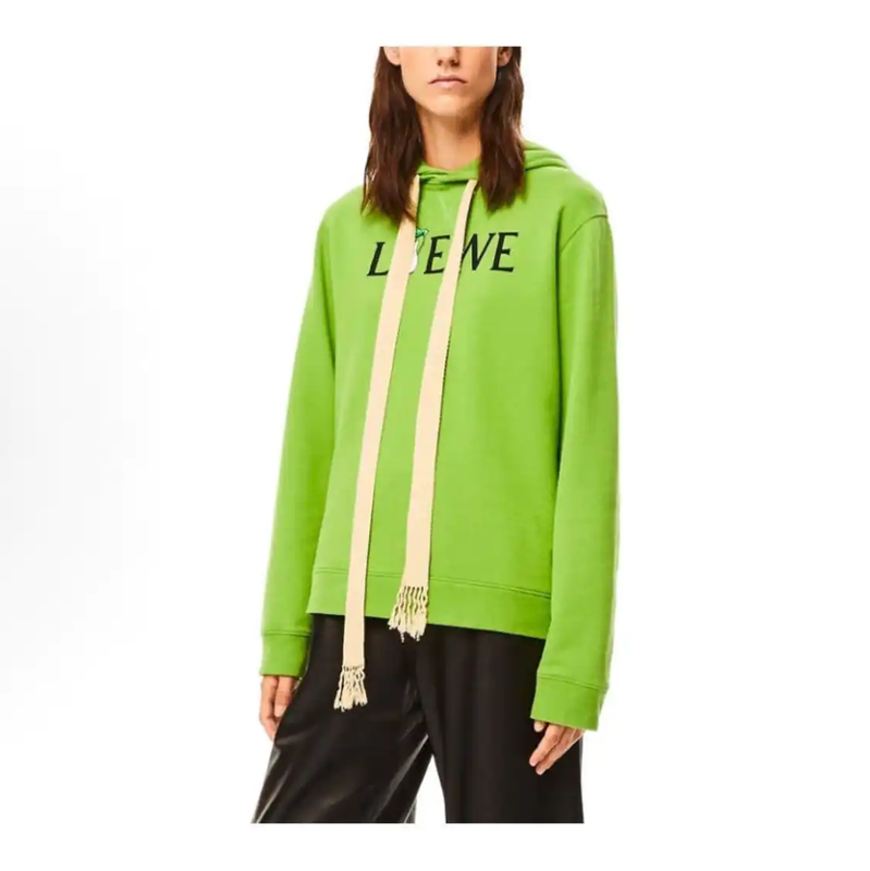 Loewe Green Cotton Long Sleeve Hoodie for Men 0089