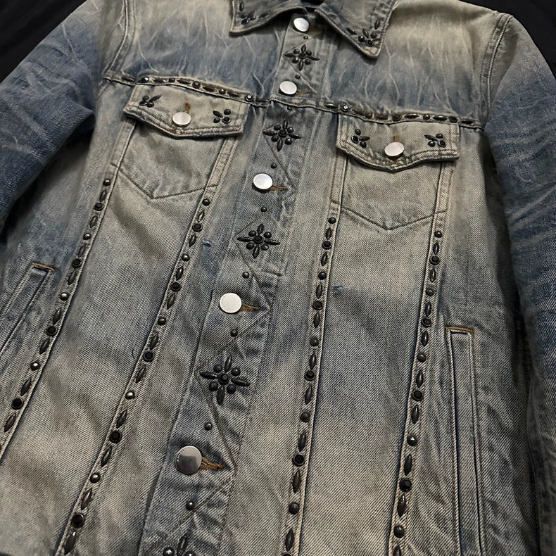 Amiri Vintage Studded Denim Trucker Jacket