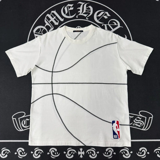 LV x NBA White Basketball Short Sleeve Tee-yf