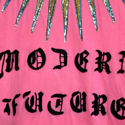 Pink Sequin Design Short Sleeve T-Shirt