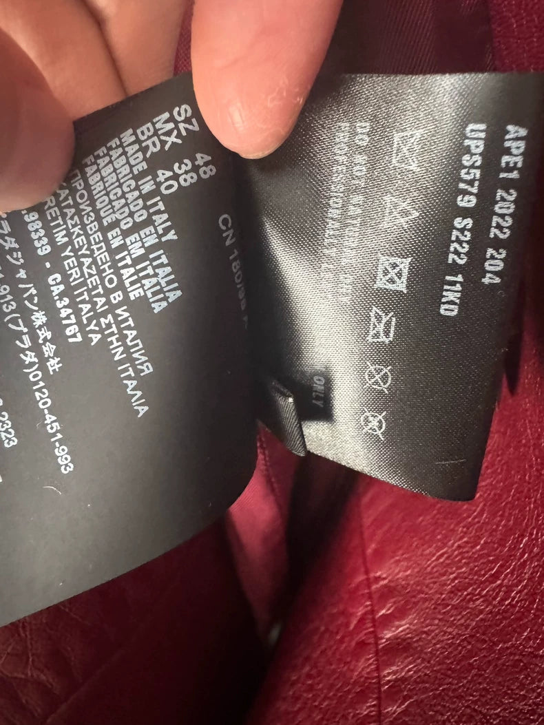 Prada Raf Simons Burgundy Leather Overcoat