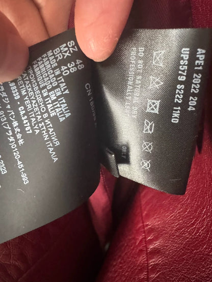 Prada Raf Simons Burgundy Leather Overcoat