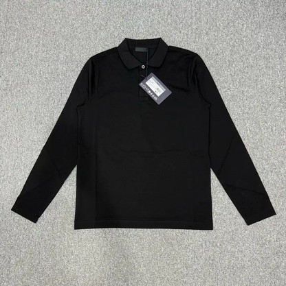Prada Black Long Sleeve Cotton Men's Polo